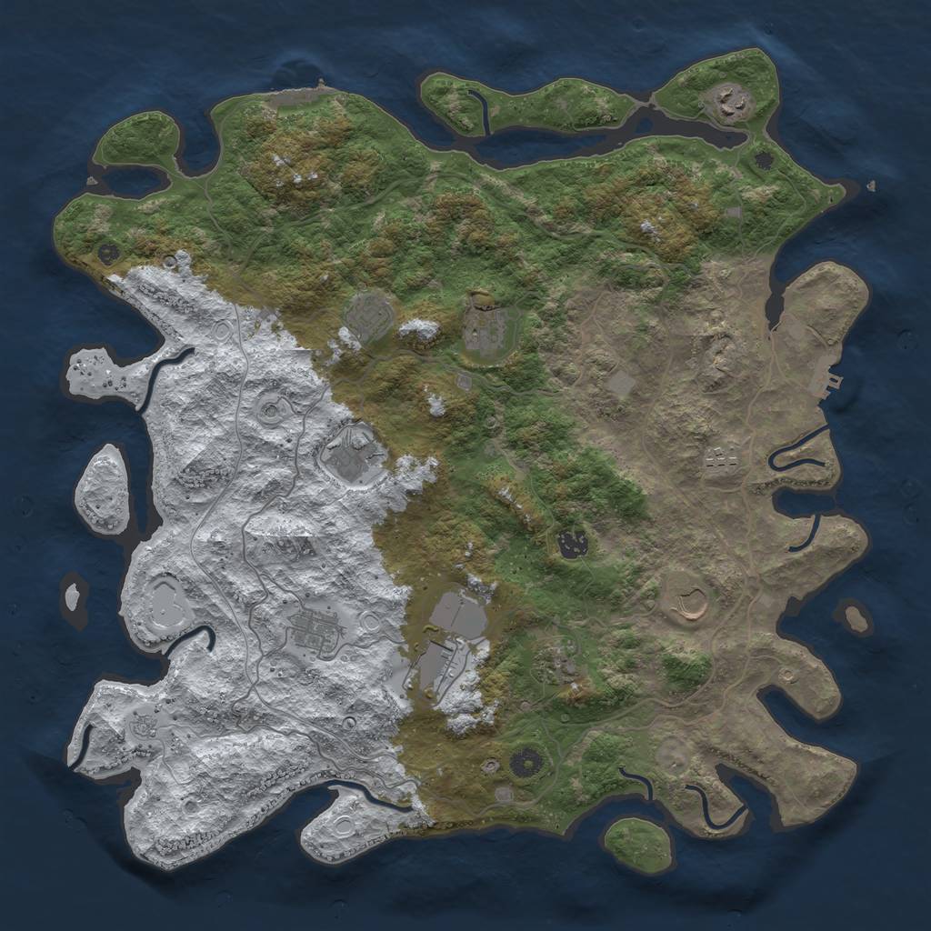 Rust Map: Procedural Map, Size: 4500, Seed: 1343825, 19 Monuments
