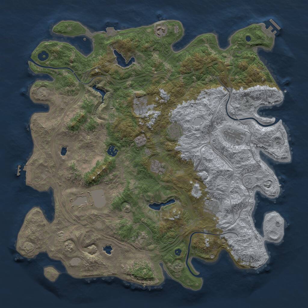 Rust Map: Procedural Map, Size: 4500, Seed: 912162, 16 Monuments