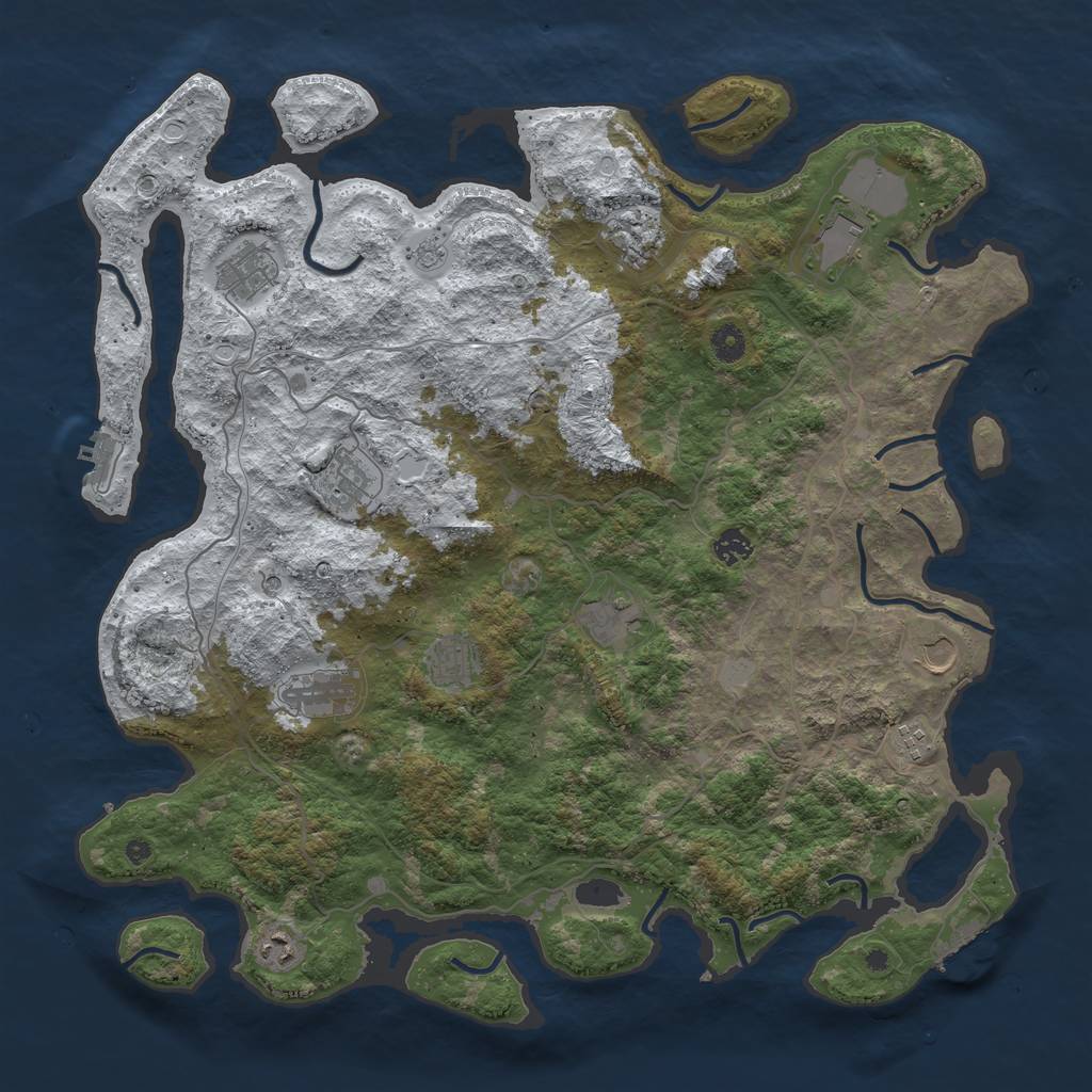 Rust Map: Procedural Map, Size: 4500, Seed: 4421818, 20 Monuments