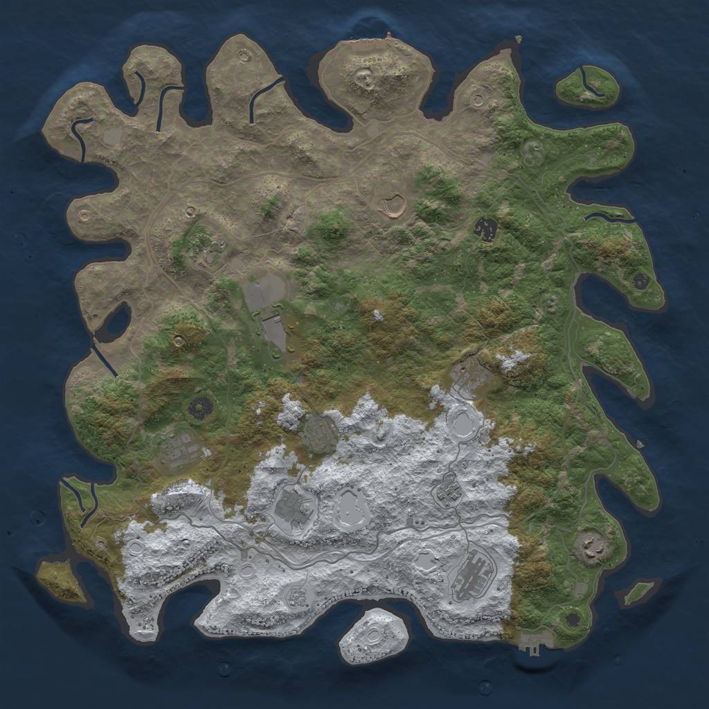 Rust Map: Procedural Map, Size: 4500, Seed: 4393525, 20 Monuments