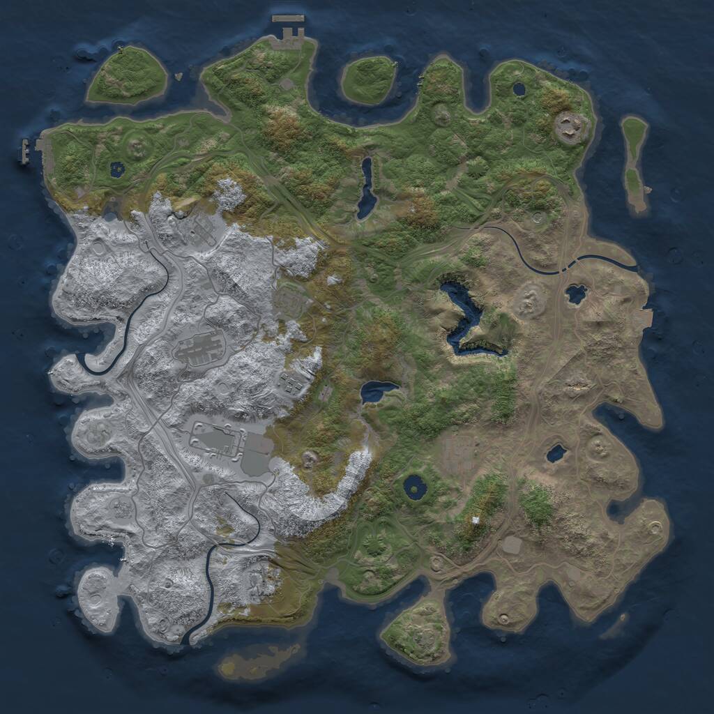 Rust Map: Procedural Map, Size: 4500, Seed: 4217824, 14 Monuments