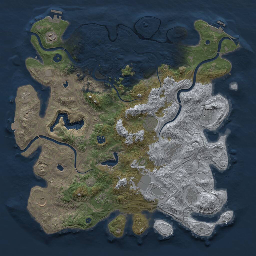 Rust Map: Procedural Map, Size: 4500, Seed: 5795236, 16 Monuments