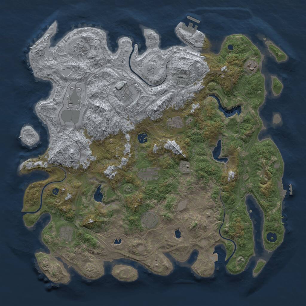 Rust Map: Procedural Map, Size: 4500, Seed: 210242, 16 Monuments