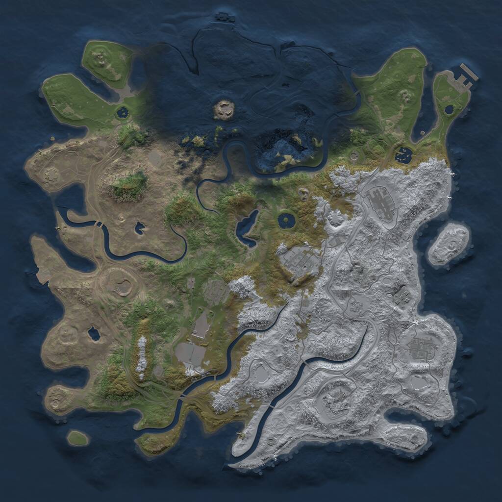 Rust Map: Procedural Map, Size: 4500, Seed: 2785581, 16 Monuments