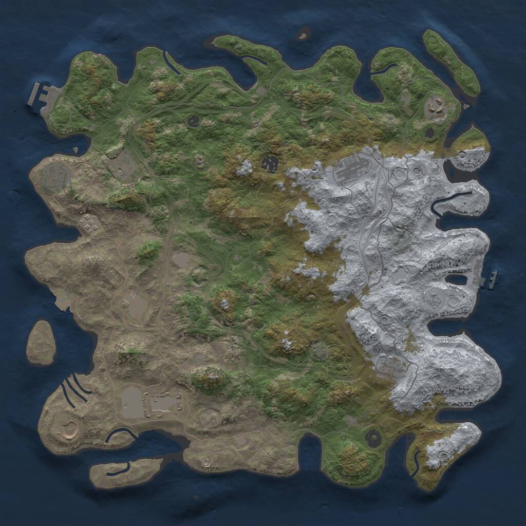 Rust Map: Procedural Map, Size: 4500, Seed: 3489220, 17 Monuments