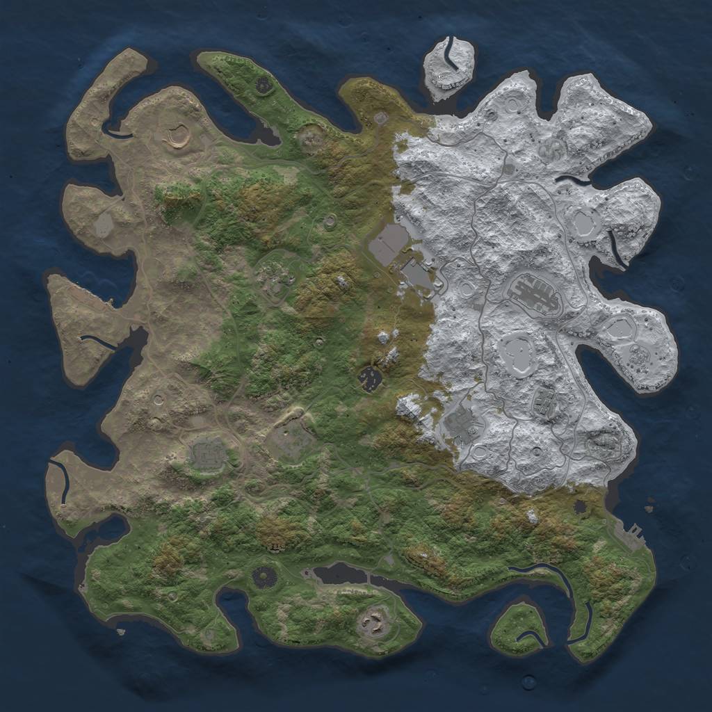 Rust Map: Procedural Map, Size: 4500, Seed: 5724001, 19 Monuments