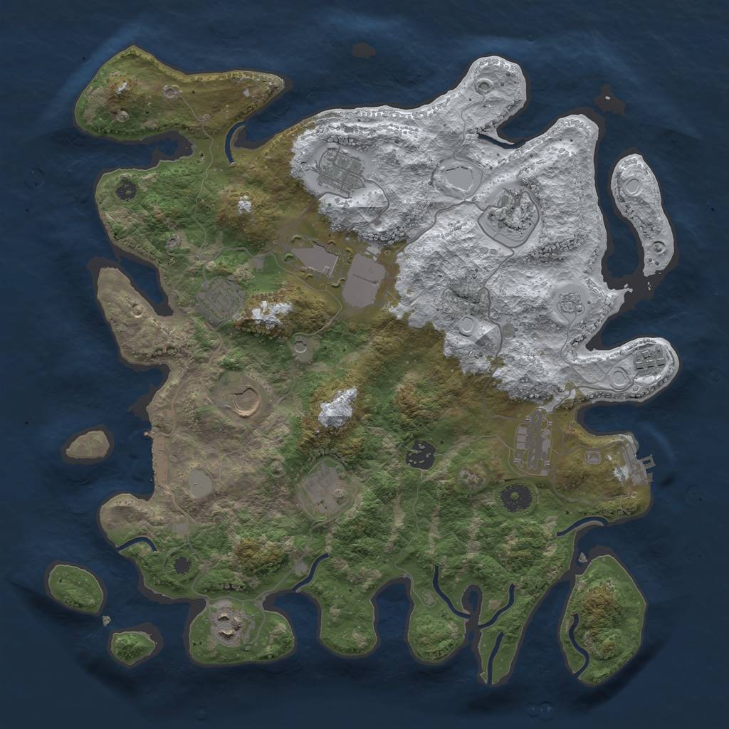 Rust Map: Procedural Map, Size: 3750, Seed: 3548476, 19 Monuments