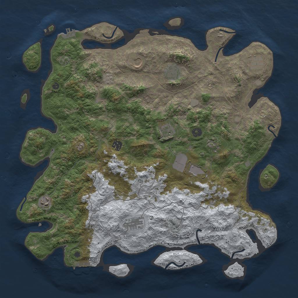 Rust Map: Procedural Map, Size: 4500, Seed: 6449757, 19 Monuments