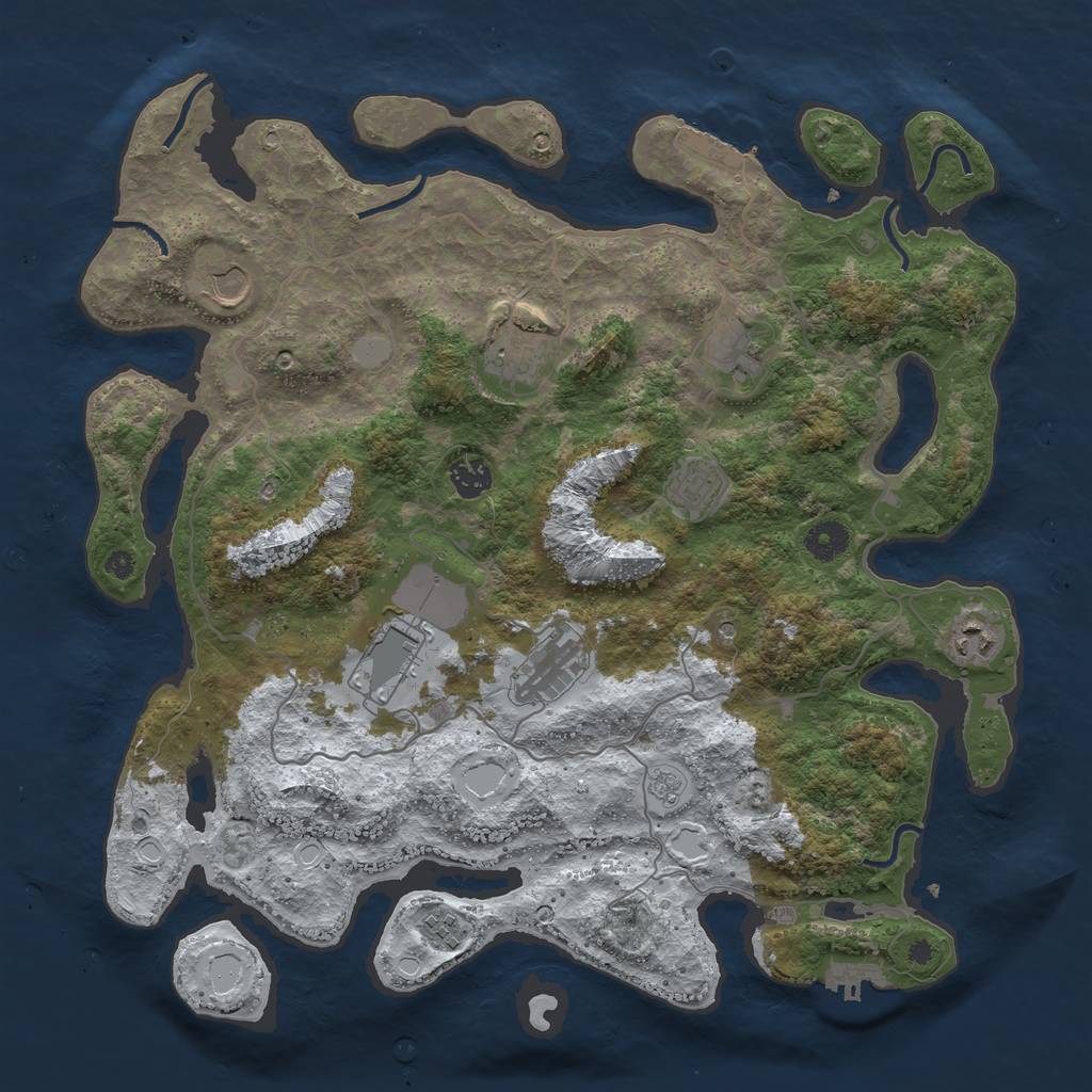 Rust Map: Procedural Map, Size: 4000, Seed: 51986, 18 Monuments