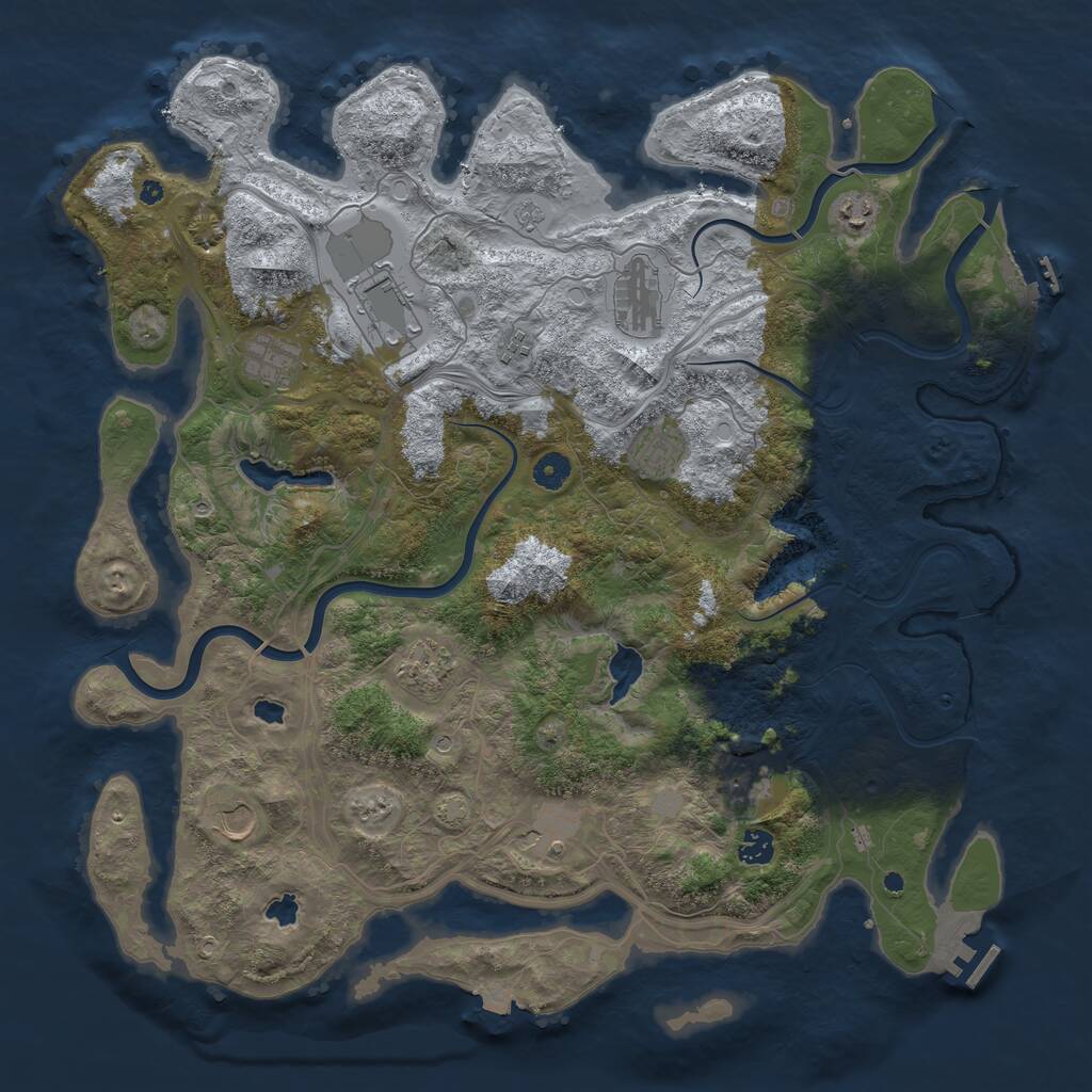 Rust Map: Procedural Map, Size: 4500, Seed: 4637892, 17 Monuments
