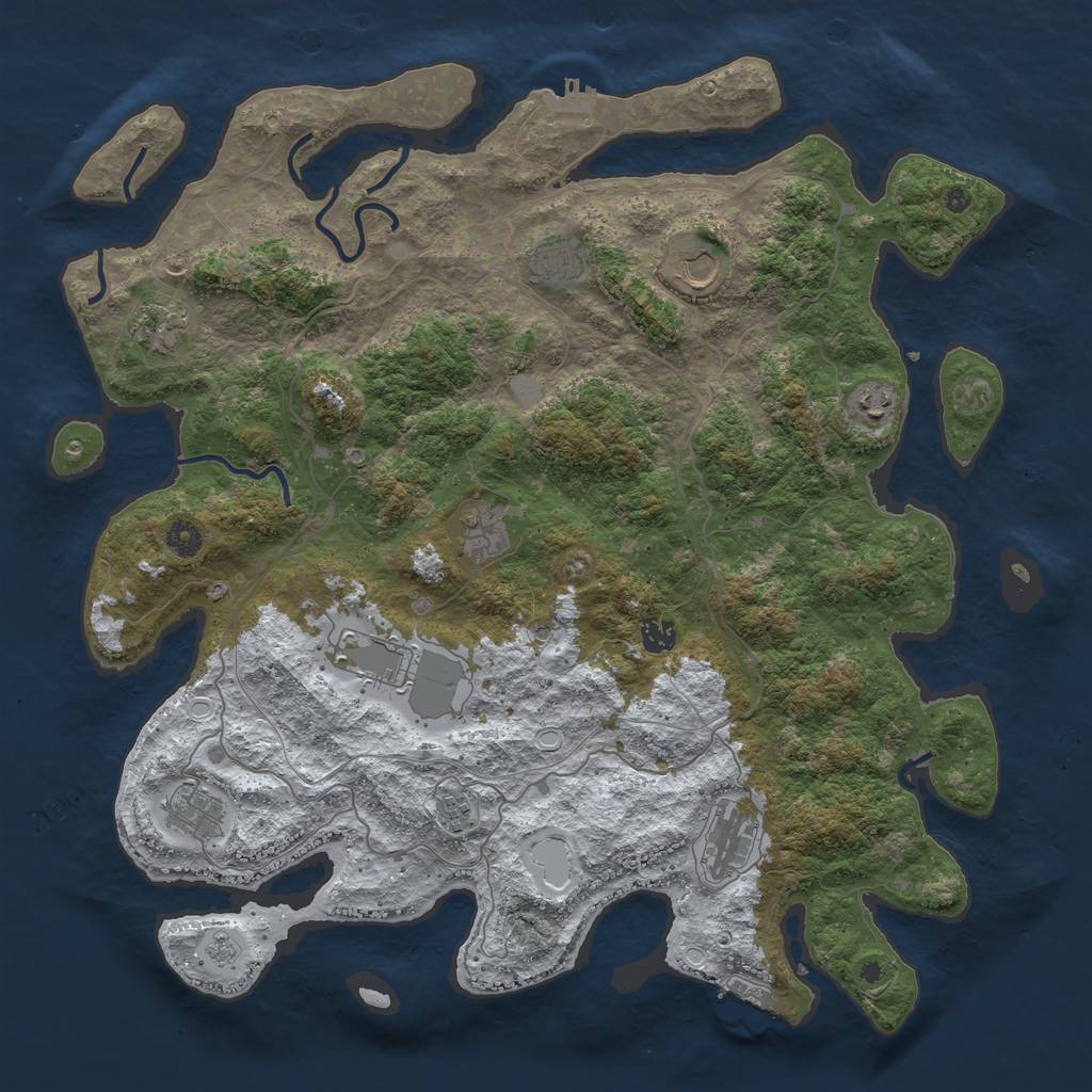 Rust Map: Procedural Map, Size: 4500, Seed: 2414341, 19 Monuments