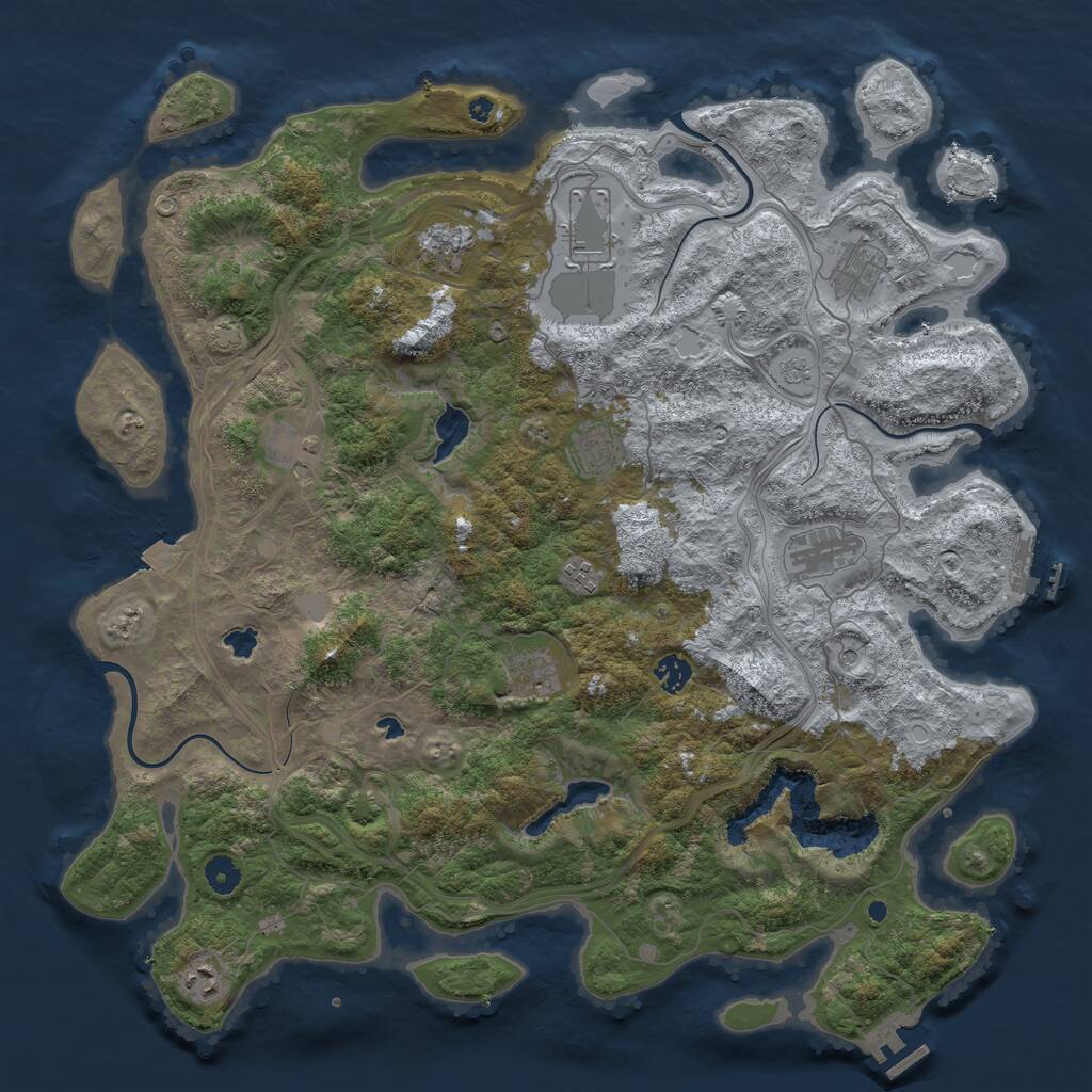 Rust Map: Procedural Map, Size: 4500, Seed: 4802803, 16 Monuments