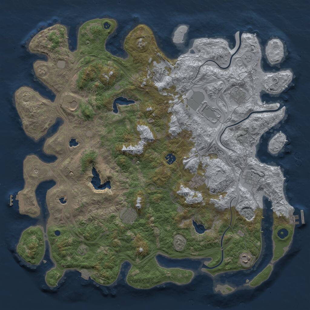 Rust Map: Procedural Map, Size: 4500, Seed: 5164167, 16 Monuments