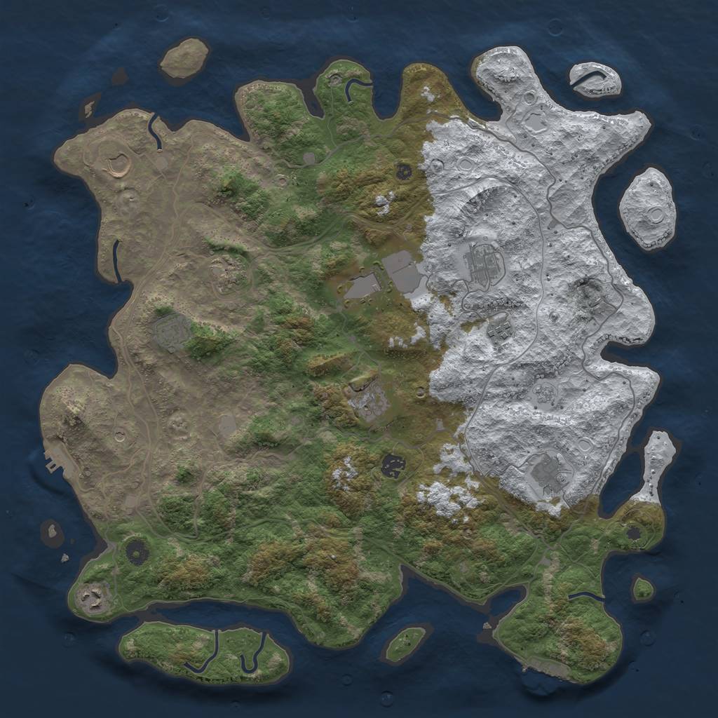 Rust Map: Procedural Map, Size: 4500, Seed: 5436207, 19 Monuments
