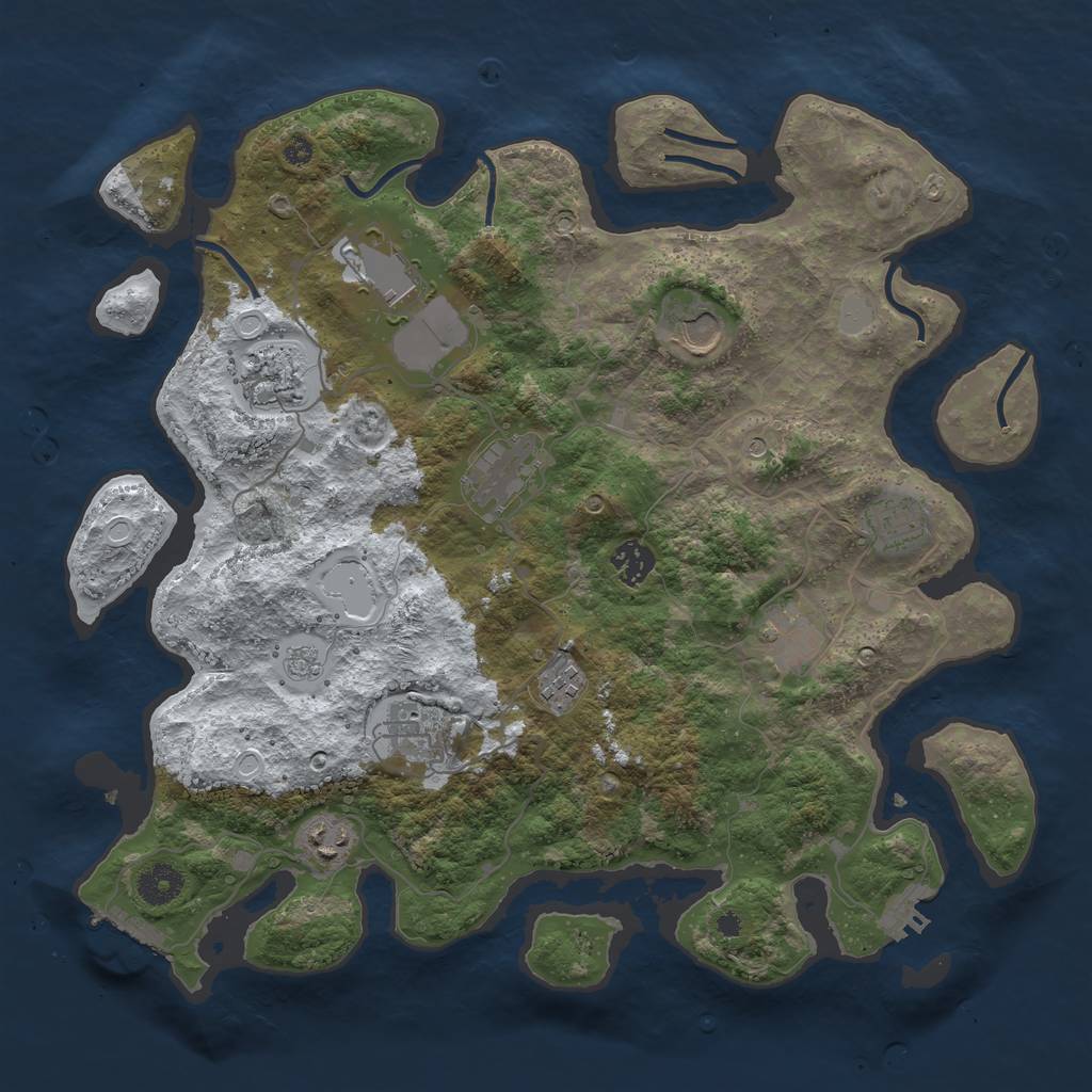 Rust Map: Procedural Map, Size: 3800, Seed: 2623, 19 Monuments