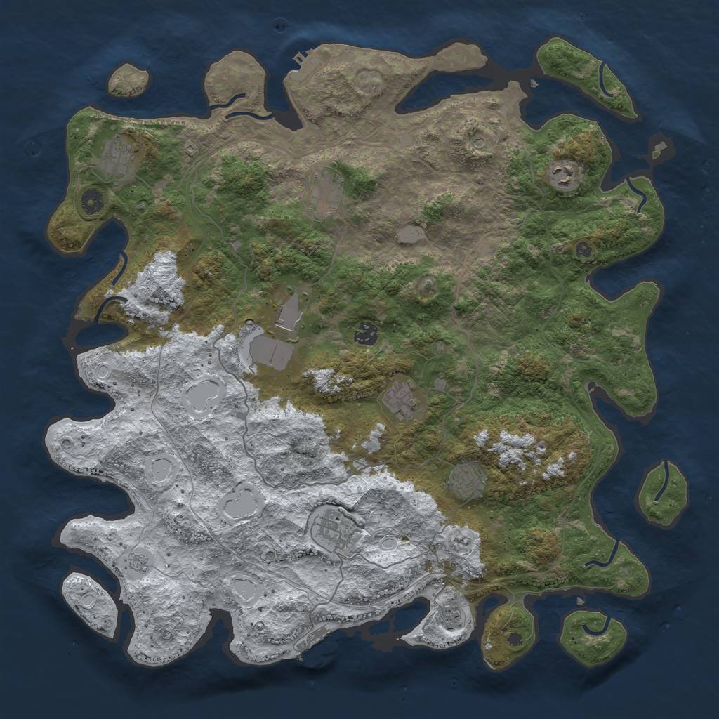 Rust Map: Procedural Map, Size: 4500, Seed: 4090291, 18 Monuments
