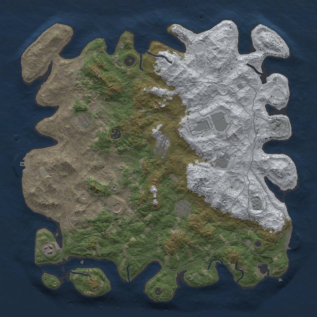 Rust Map: Procedural Map, Size: 4500, Seed: 4150659, 18 Monuments