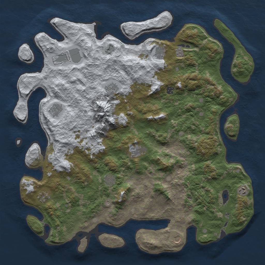 Rust Map: Barren, Size: 5000, Seed: 107490518, 14 Monuments