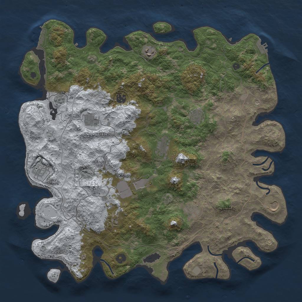 Rust Map: Procedural Map, Size: 4500, Seed: 5494870, 20 Monuments