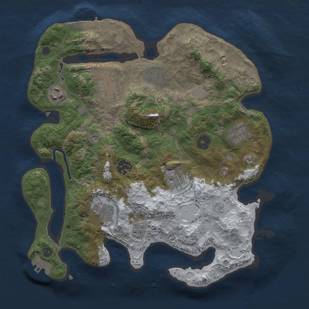 Rust Map: Procedural Map, Size: 3250, Seed: 3219224, 17 Monuments