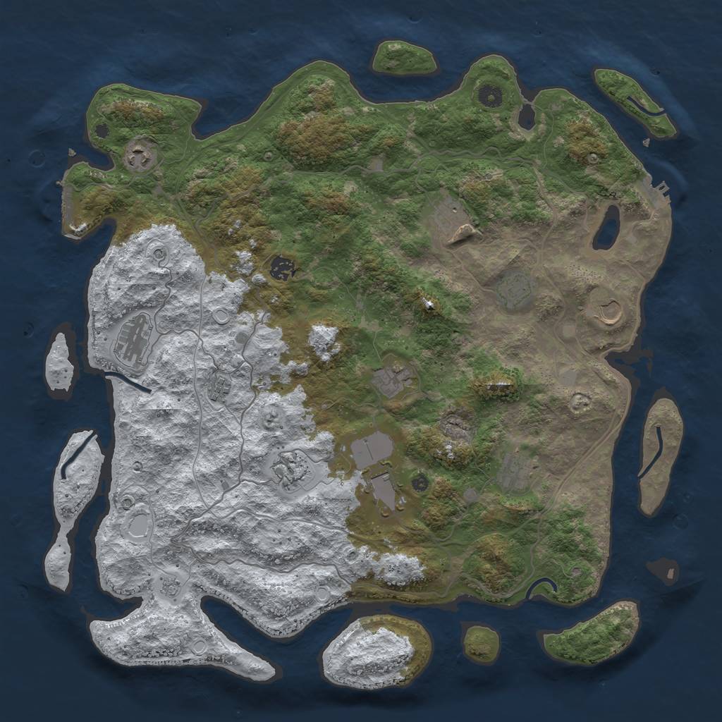 Rust Map: Procedural Map, Size: 4500, Seed: 967757, 20 Monuments