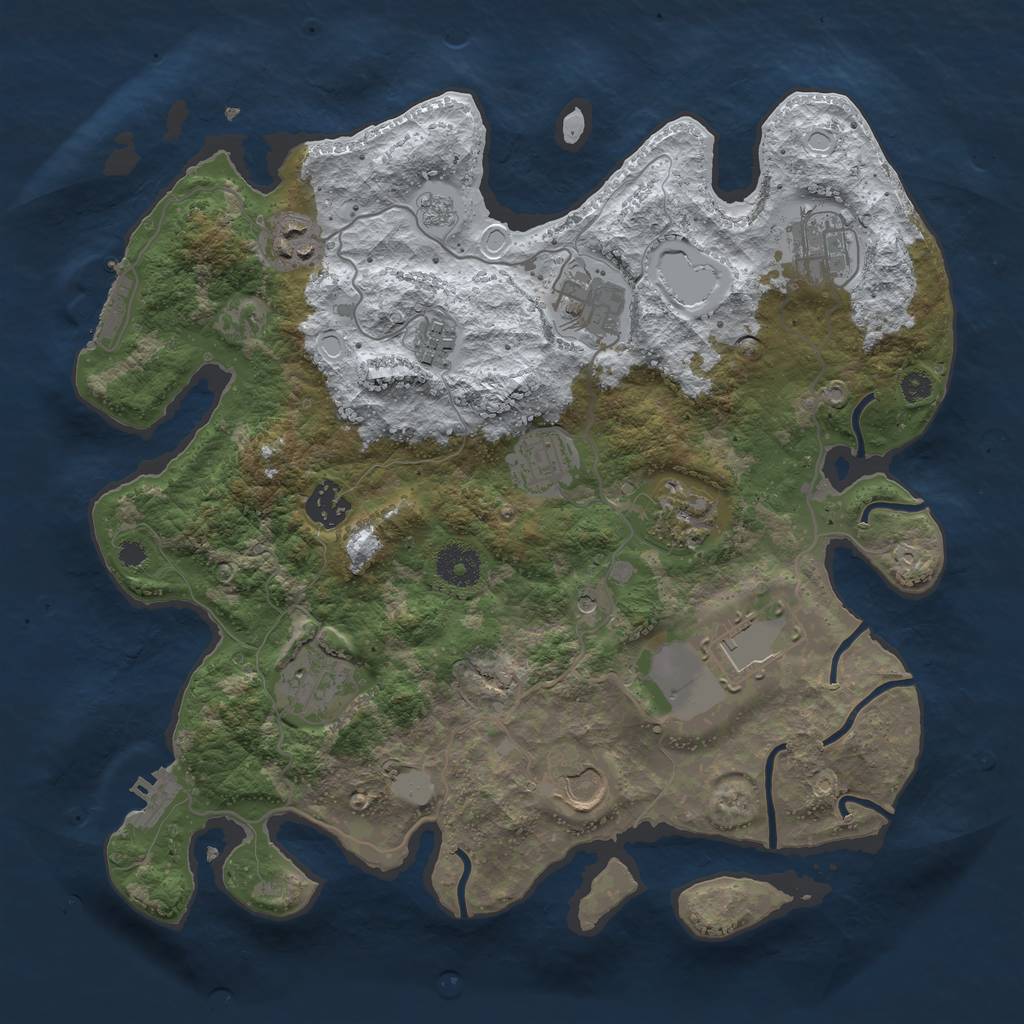 Rust Map: Procedural Map, Size: 3500, Seed: 374, 19 Monuments