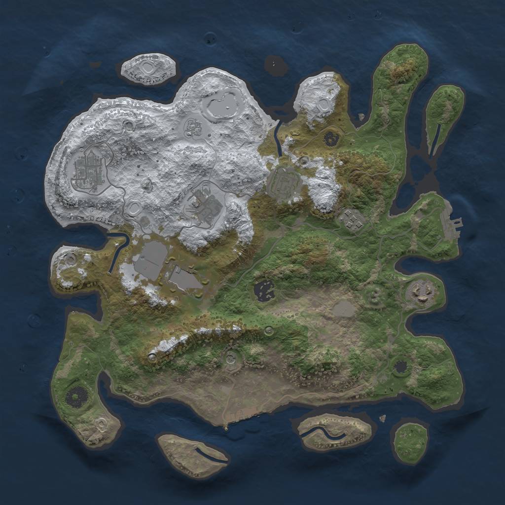 Rust Map: Procedural Map, Size: 3500, Seed: 123888, 16 Monuments