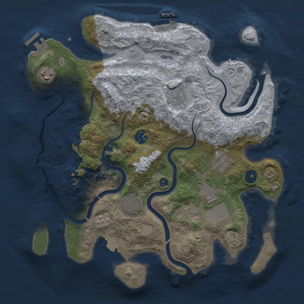 Rust Map: Procedural Map, Size: 3500, Seed: 802455695, 13 Monuments