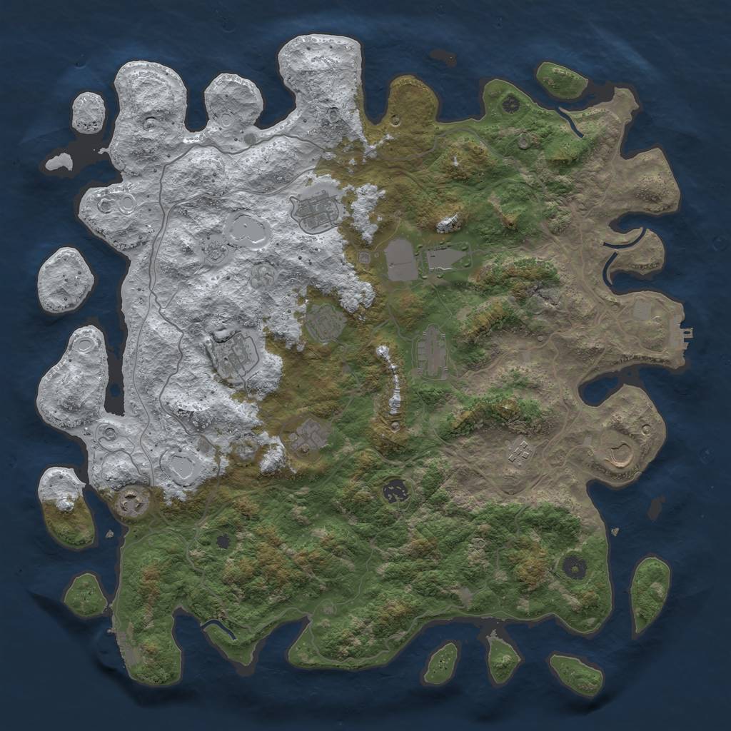 Rust Map: Procedural Map, Size: 4500, Seed: 4117978, 19 Monuments