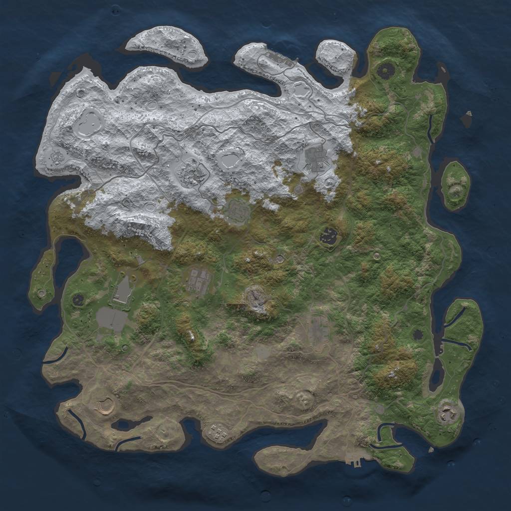 Rust Map: Procedural Map, Size: 4500, Seed: 1259970, 19 Monuments