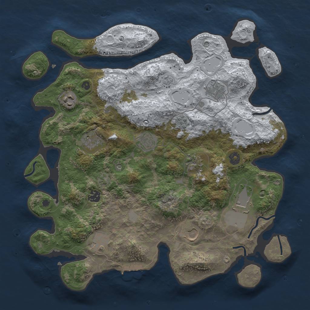 Rust Map: Procedural Map, Size: 3750, Seed: 99585832, 18 Monuments