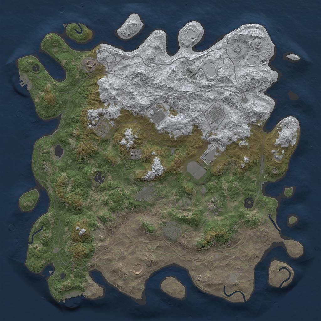 Rust Map: Procedural Map, Size: 4500, Seed: 3842995, 20 Monuments