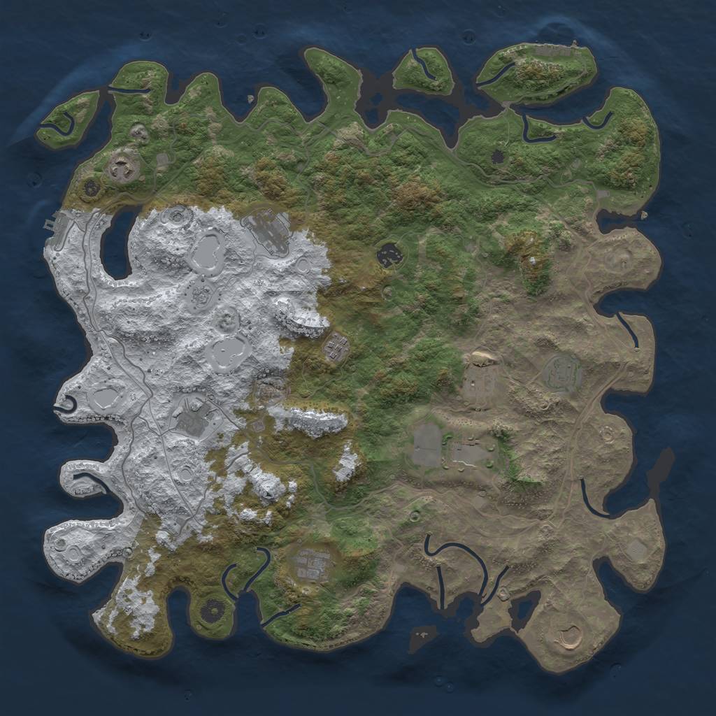 Rust Map: Procedural Map, Size: 4500, Seed: 2999266, 19 Monuments