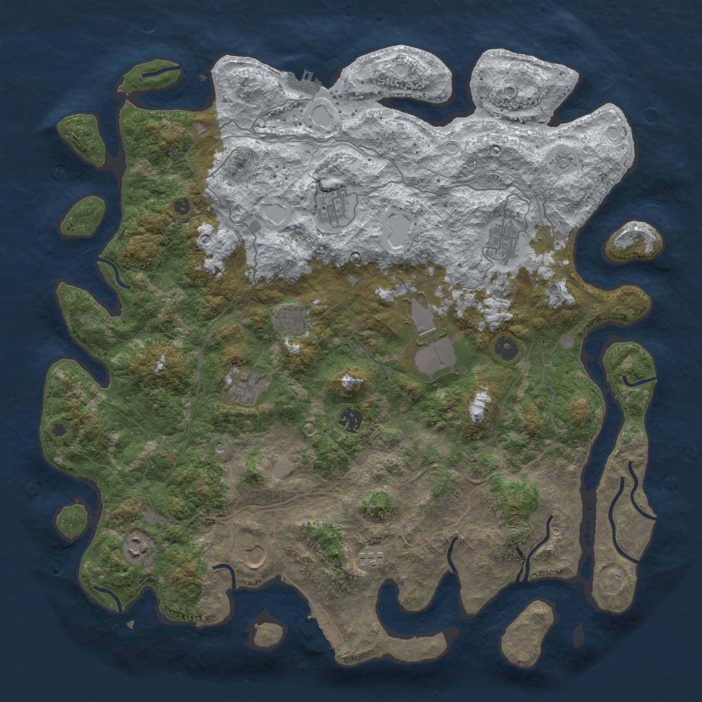 Rust Map: Procedural Map, Size: 4500, Seed: 4377698, 18 Monuments