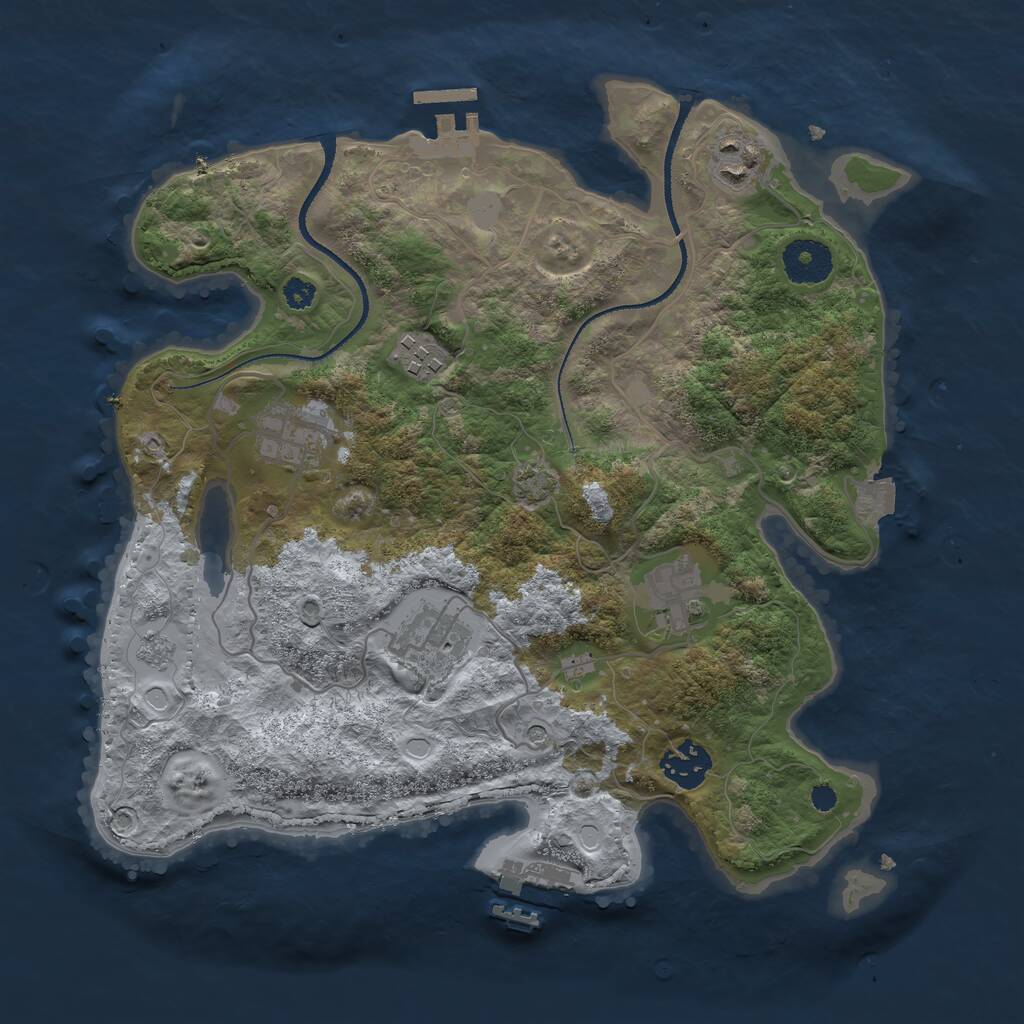 Rust Map: Procedural Map, Size: 3250, Seed: 4303969, 12 Monuments