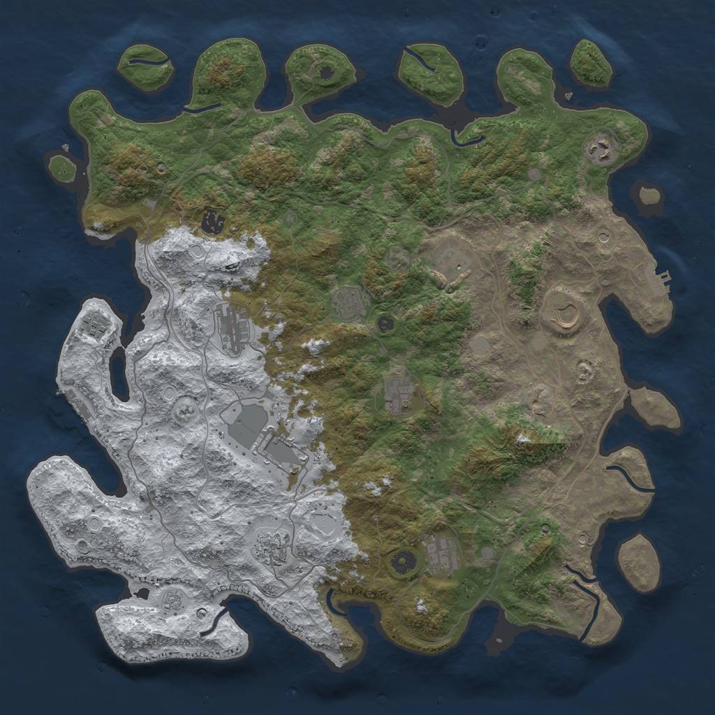 Rust Map: Procedural Map, Size: 4500, Seed: 4757600, 20 Monuments