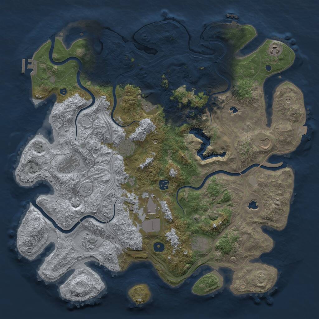 Rust Map: Procedural Map, Size: 4500, Seed: 2485828, 16 Monuments