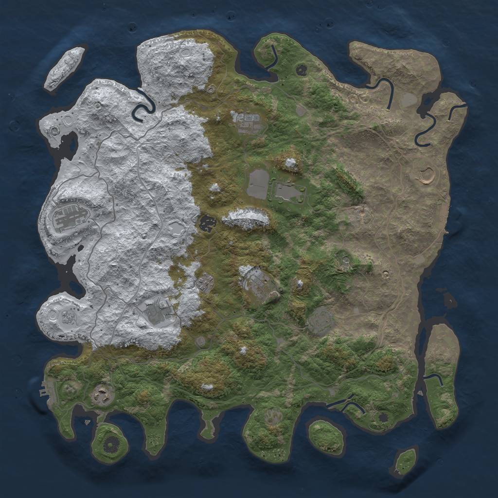 Rust Map: Procedural Map, Size: 4500, Seed: 4117820, 19 Monuments