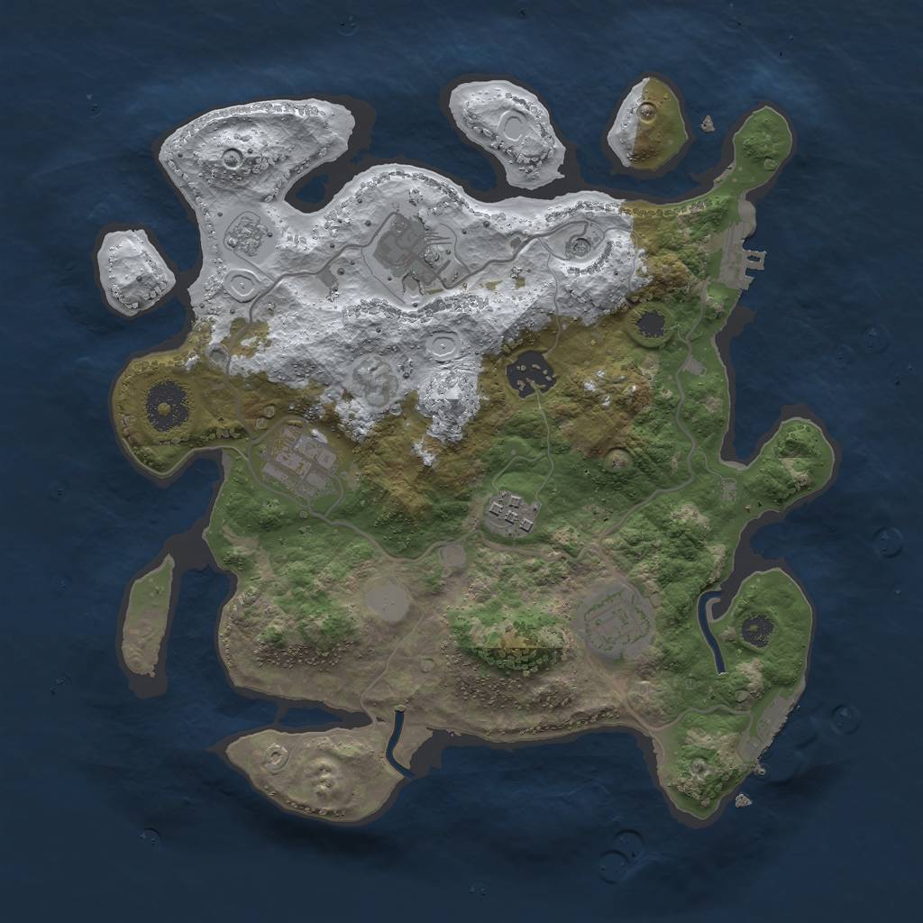 Rust Map: Procedural Map, Size: 3000, Seed: 158975774, 14 Monuments