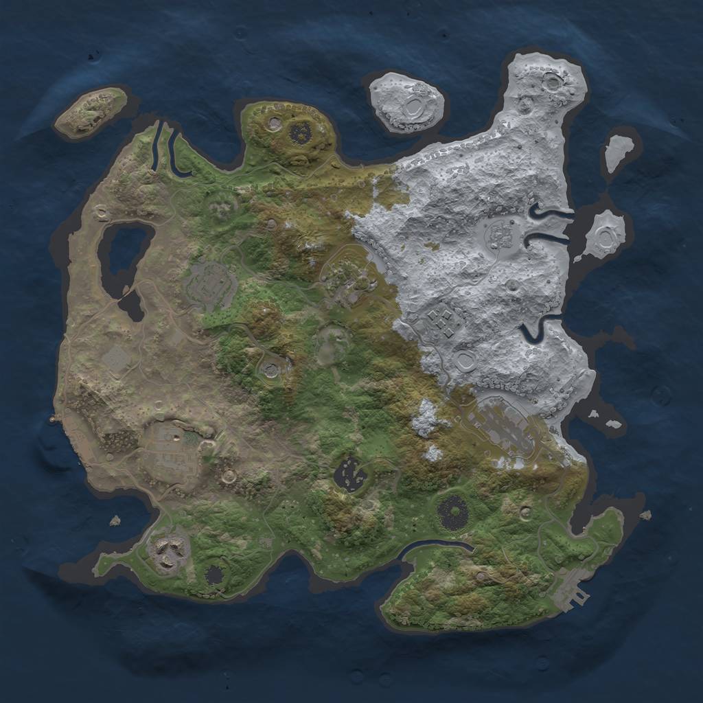 Rust Map: Procedural Map, Size: 3250, Seed: 5969485, 16 Monuments