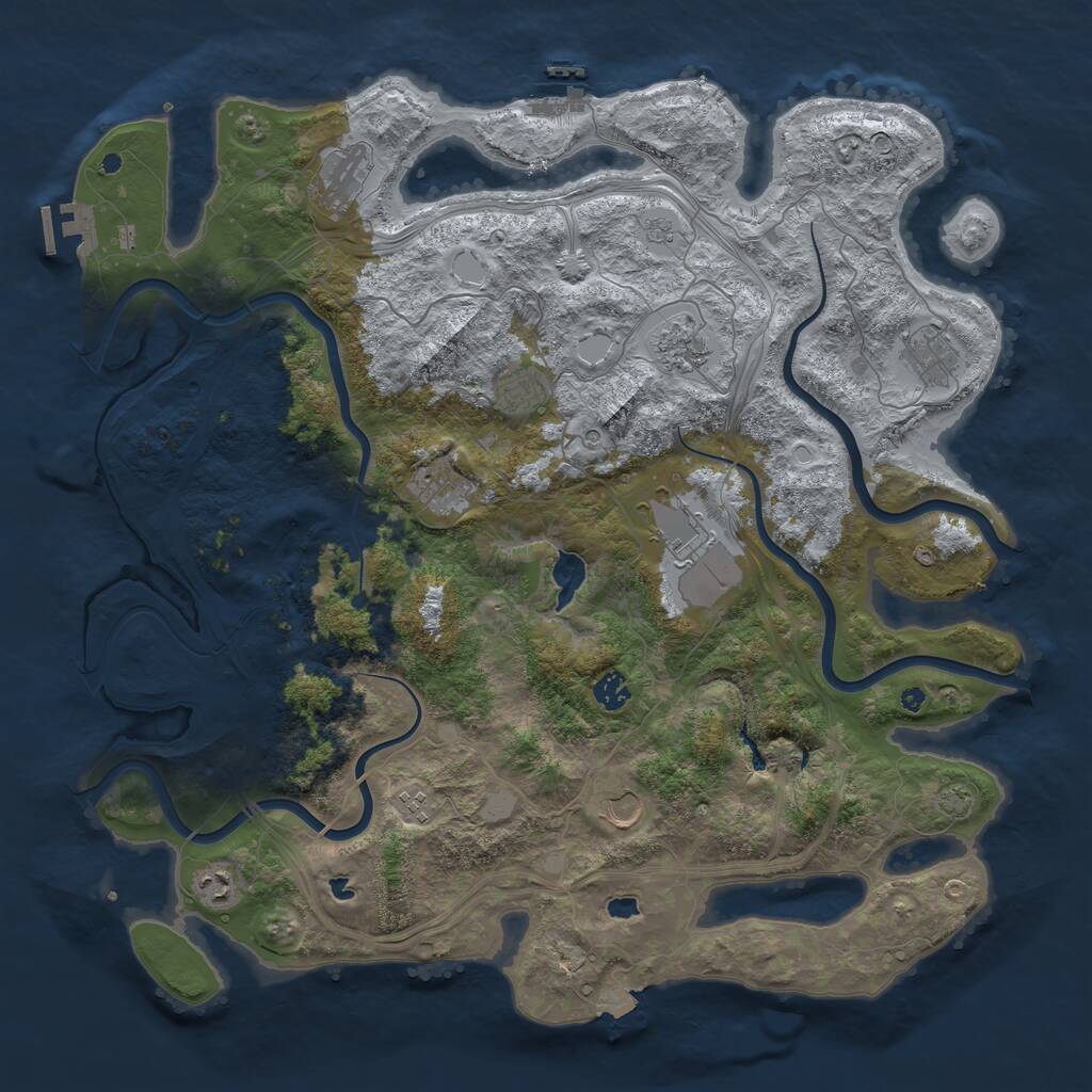 Rust Map: Procedural Map, Size: 4500, Seed: 4785281, 16 Monuments