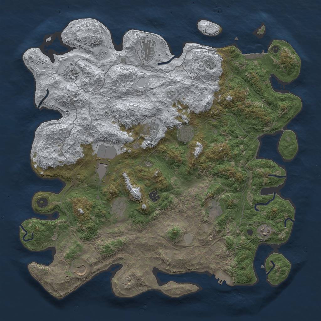 Rust Map: Procedural Map, Size: 4500, Seed: 825816, 20 Monuments