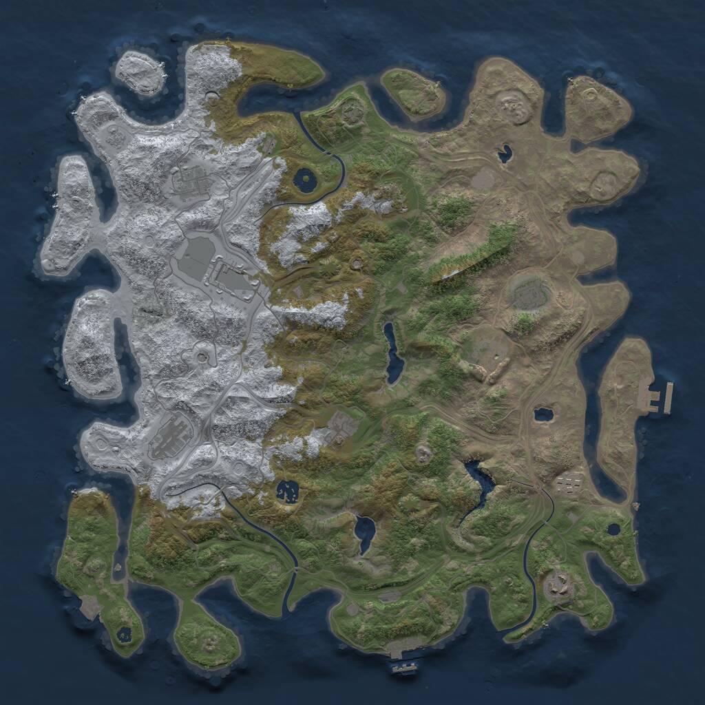 Rust Map: Procedural Map, Size: 4500, Seed: 3045285, 16 Monuments