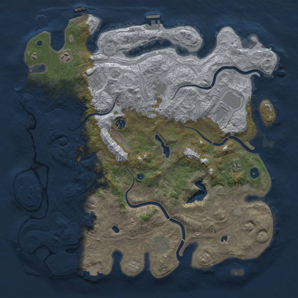 Rust Map: Procedural Map, Size: 4500, Seed: 5042970, 14 Monuments