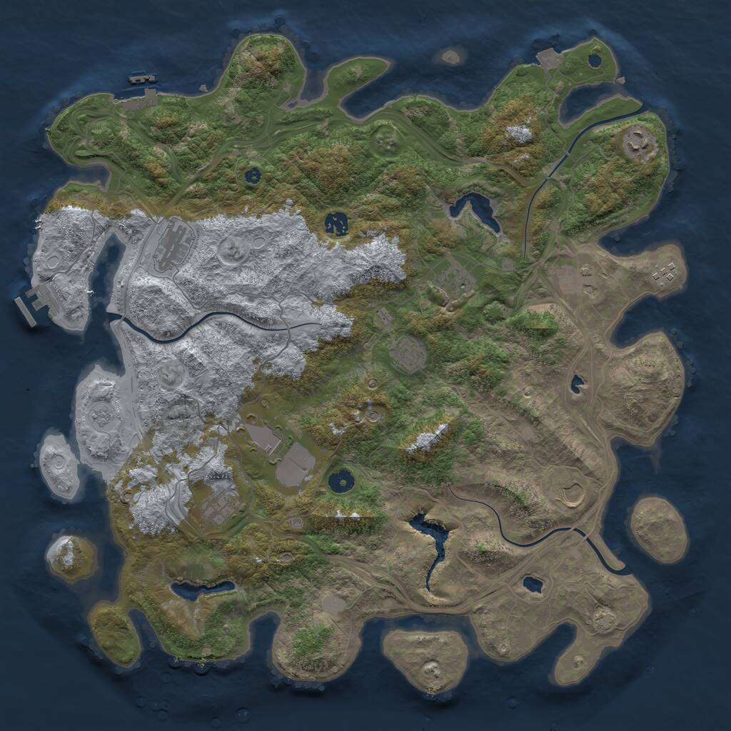 Rust Map: Procedural Map, Size: 4500, Seed: 3963729, 16 Monuments