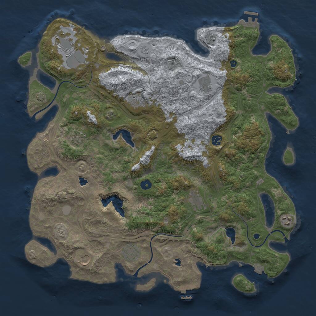 Rust Map: Procedural Map, Size: 4500, Seed: 2741044, 16 Monuments