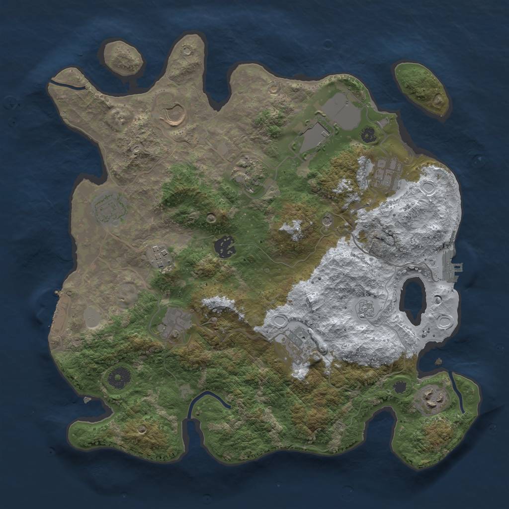 Rust Map: Procedural Map, Size: 3500, Seed: 143795514, 19 Monuments