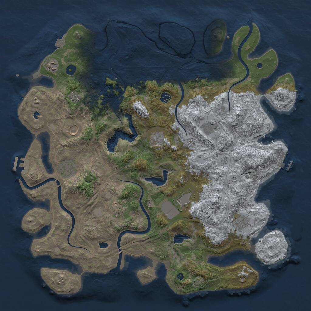 Rust Map: Procedural Map, Size: 4500, Seed: 3739982, 16 Monuments
