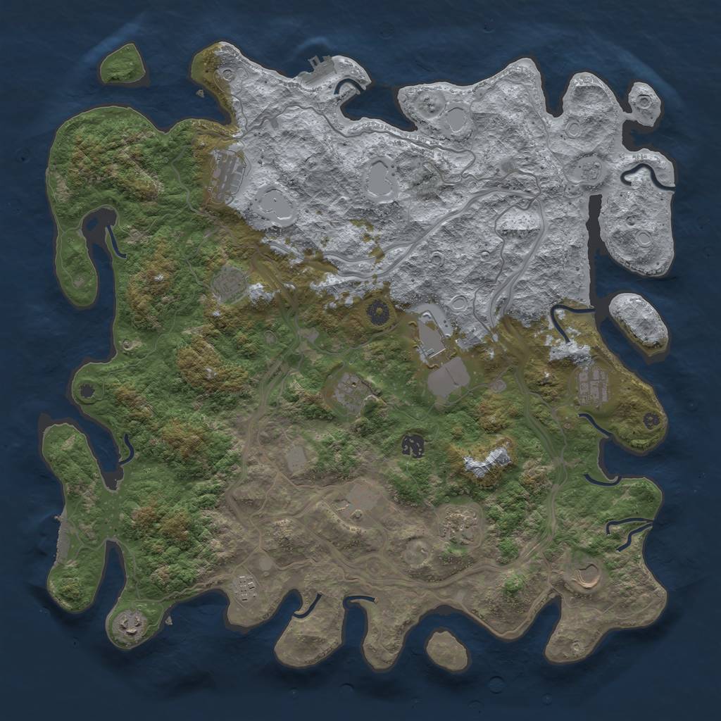 Rust Map: Procedural Map, Size: 4500, Seed: 4627074, 20 Monuments