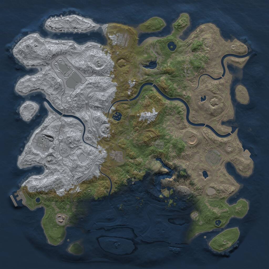Rust Map: Procedural Map, Size: 4500, Seed: 5342173, 16 Monuments